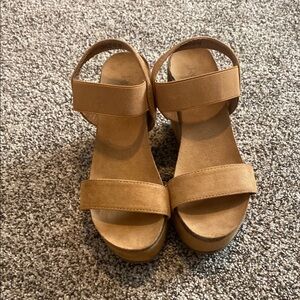 Refresh Tan Platform Shoes with Wide Straps